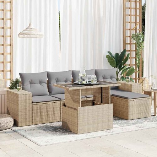 vidaXL 6-dijelni set vrtnih sofa s jastucima bež od poliratana Cijene
