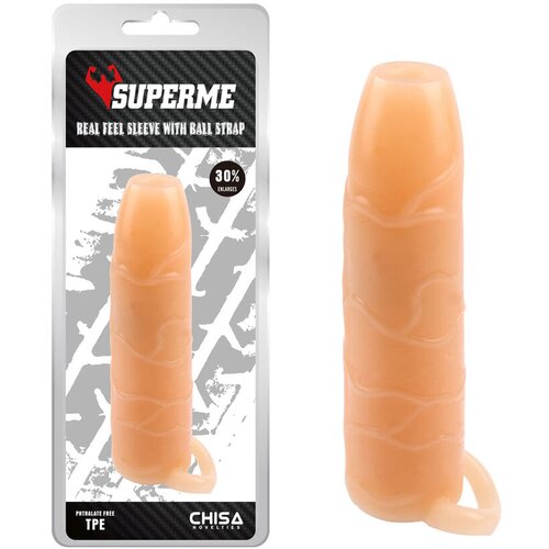  Navlaka za penis sa prstenom za testise Real Feel, Silikonska, 14.5cm, Boja kože Slike