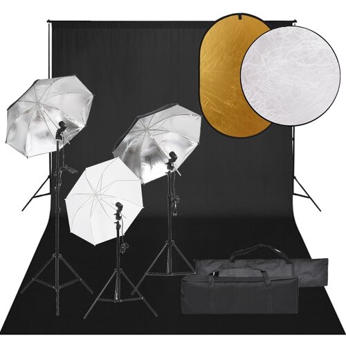 vidaXL komplet za foto studio z lučmi, ozadjem in odbojnikom Cene