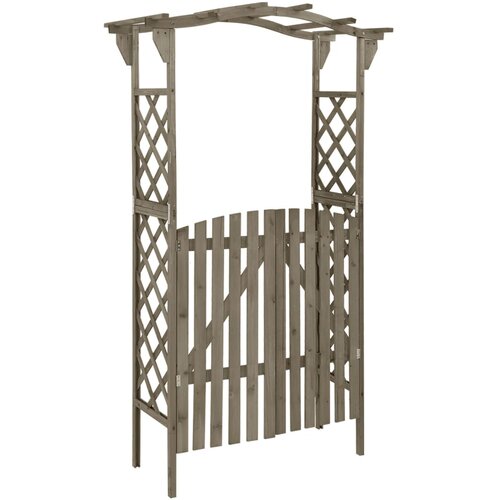 Pergola s vratima 116 x 40 x 204 cm siva od masivne jelovine Cijene