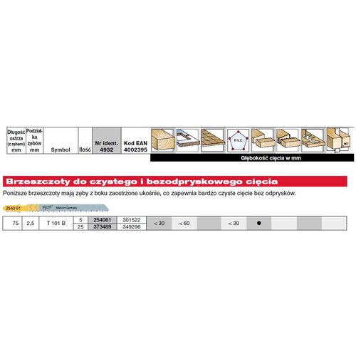 Milwaukee Blade za 75 mm T101B Jigsaw 5 psov. Les, (21110852) Cene