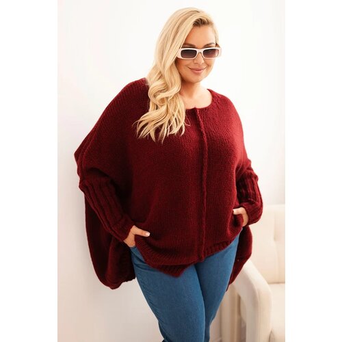 Kesi Włoski Women's Plus Size sweater with acrylic, loose fit and 3/4 sleeve fango Cene