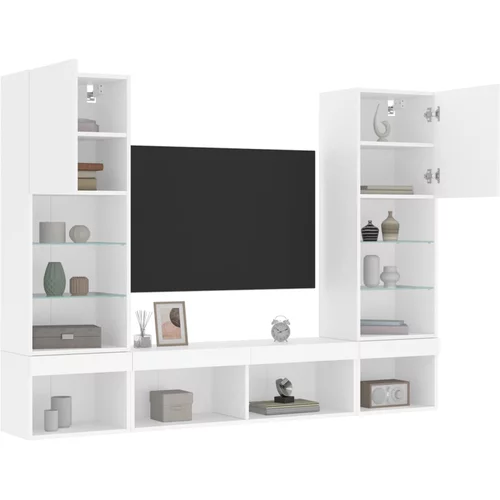 vidaXL Komplet TV omaric LED 5-delni bel inženirski les