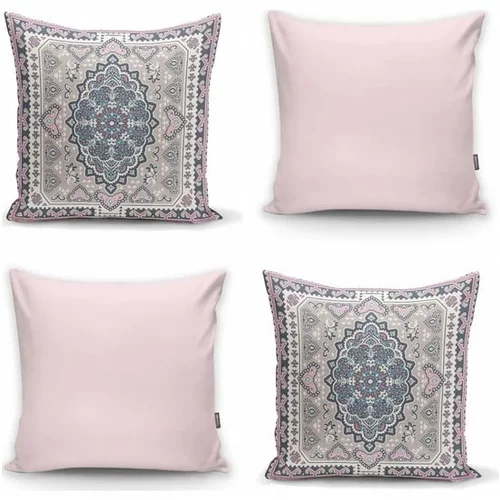 Minimalist Cushion Covers Komplet 4 dekorativnih prevlek za vzglavnik Pink Ethnic, 45 x 45 cm