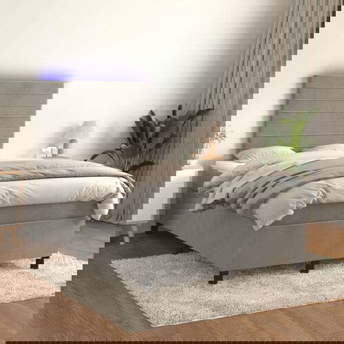  Box spring s madracem LED svjetlosivi 120x200 cm baršun Cijene
