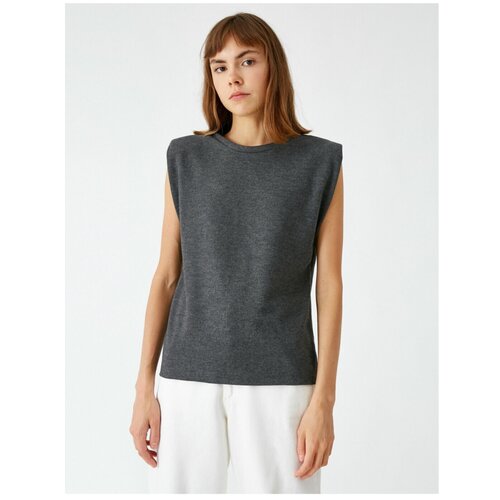 Koton Women&amp;#039;s Gray Padded Crew Neck T-shirt Slike
