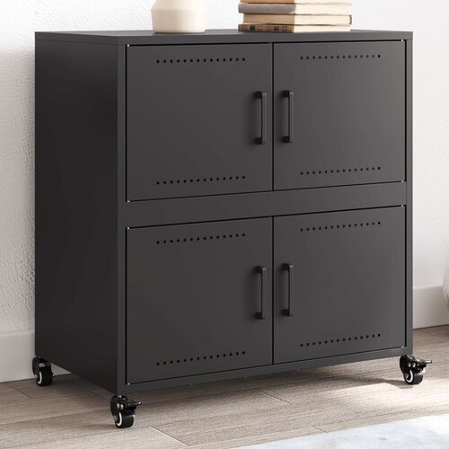 vidaXL Komoda črna 68x39x72 cm hladno valjano jeklo Cene