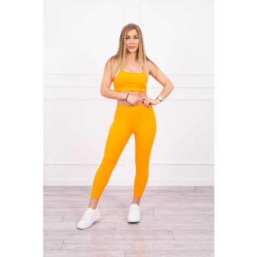 Kesi Striped top set with orange neon blouse Slike