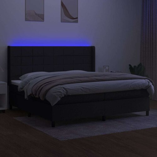  Box spring s madracem LED crni 200x200 cm od tkanine Slike