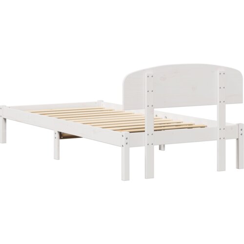VidaXL krevetni okvir s uzglavljem bijeli 80x200 cm od punog drveta borovina Slike