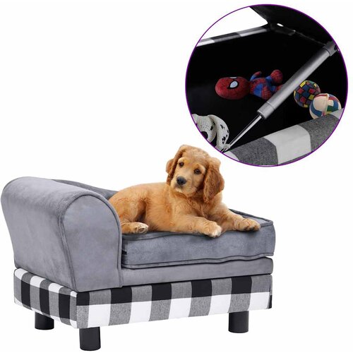 SOFA za pse siva 57 x 34 x 36 cm pli&amp;scaron;ana Slike