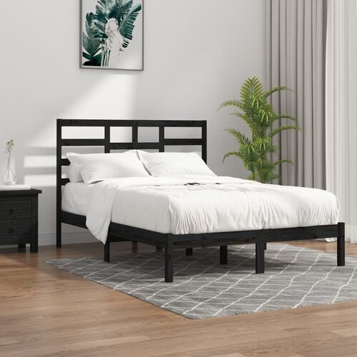  Okvir za krevet od masivnog drva crni 140 x 190 cm Slike