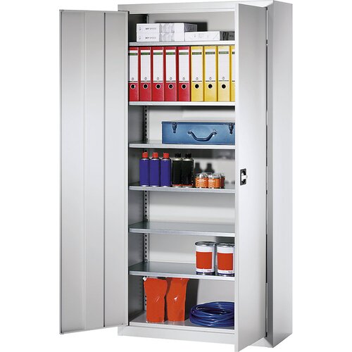 eurokraft pro Omara s krilnimi vrati iz jeklene pločevine, VxŠxG 1950 x 950 x 400 mm, 6 polic, svetlo siva RAL 7035 Cene
