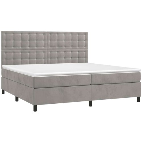  Box spring s madracem LED svjetlosivi 200x200 cm bar&amp;scaron;un Slike