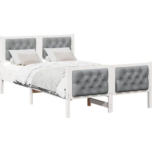  Krevetna konstrukcija s uzglavljem Svijetlo siva 120 x 190 cm Bijela Slike