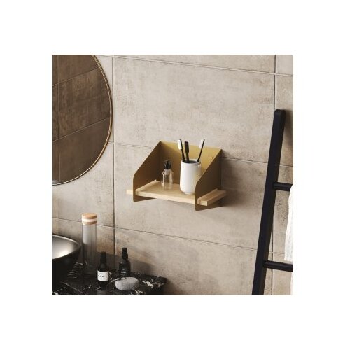 Hanah home Zidna polica s kratkim krakom, 30x20x19 cm, zlatna boja Slike