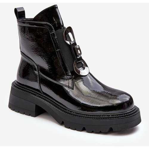 Kesi Patented women's ankle boots with embellishment, black S.Barski Slike