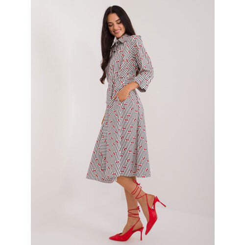 Fashion Hunters White midi shirt dress with cherry patterns Slike