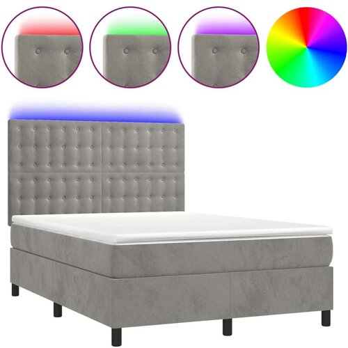  Box spring s madracem LED svjetlosivi 140x200 cm bar&amp;scaron;un Slike