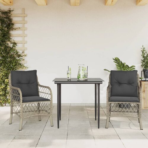  3-dijelni bistro set s jastucima svjetlosivi od poliratana Siva 80 cm table length Cijene
