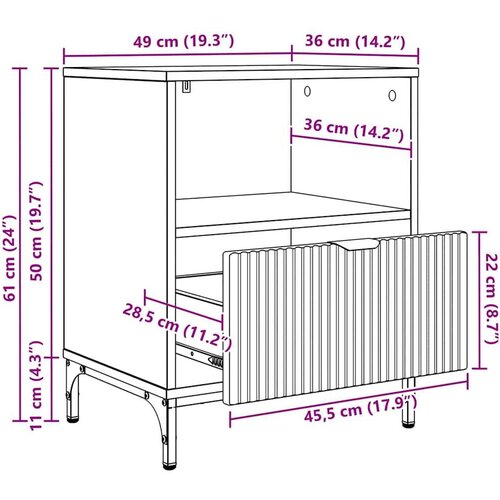 VidaXL Noćni ormarići s ladicama 2 pcs Staro drvo 49 x 36 x 61 cm Slike