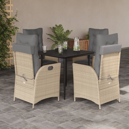  5-dijelni vrtni blagovaonski set od poliratana s jastucima bež 80 x 80 x 74 cm Cene