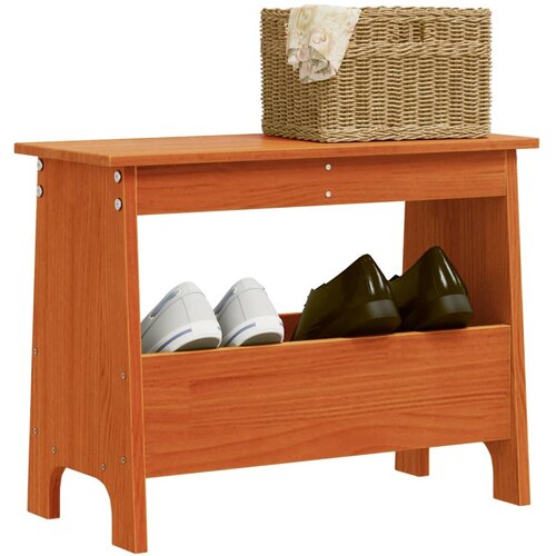  The Living Store Klop za predsobo voščeno rjava 60x28x45 cm trdna borovina - Klop Za Predsobo, (21448434) Cene