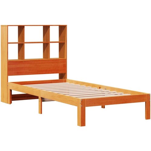 VidaXL Krevet s regalom za knjige bez madraca 100 x 200 cm od borovine Slike
