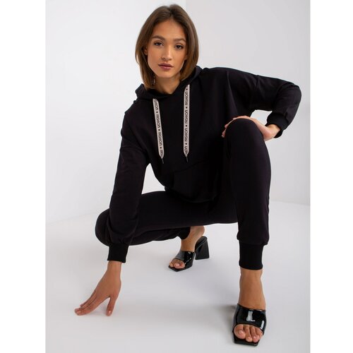 Fashion Hunters Black women's sweatshirt set with a hood from Alejandra Slike