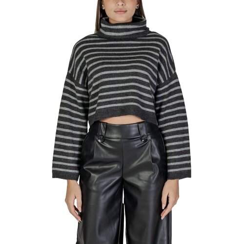 Only Puloverji ONLTALIO LS STRIPE SHORT ROLLNECK BF KNT 15329228 Siva Slike