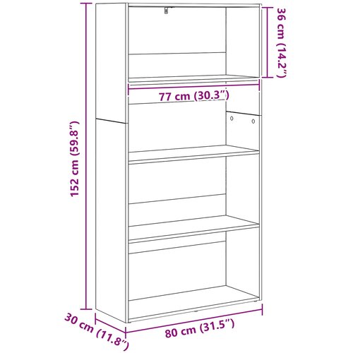  Samostojeća polica za knjige Crni hrast 80 x 30 x 152 cm Slike