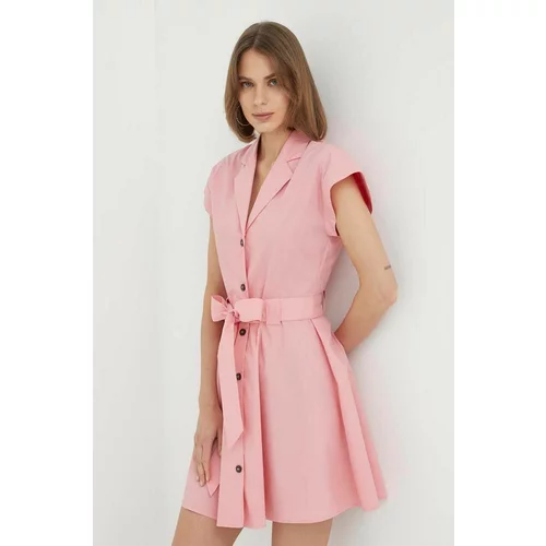 Trussardi Pamučna haljina boja: ružičasta, mini, širi se prema dolje