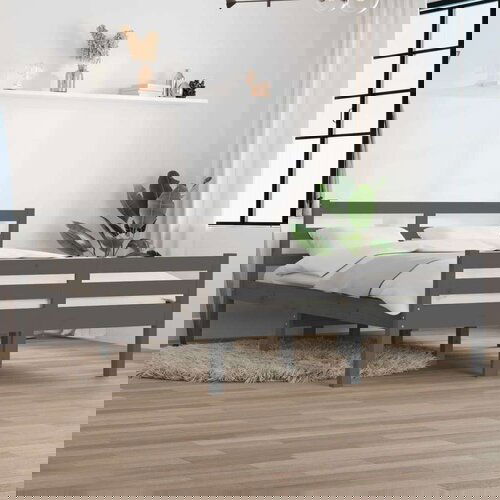 Posteljni okvir siv iz trdnega lesa 160x200 cm, (20778111) Slike