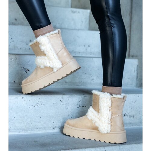 Gemre Beige eco-suede platform snow boots Peters Slike