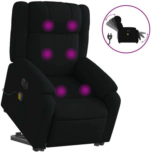 VidaXL Električni masažni naslonjač na podizanje od tkanine crni Slike