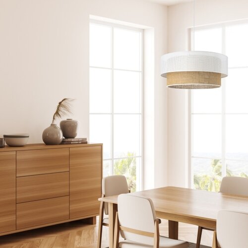  Visilica na sajli BORHO 1xE27/60W/230V &amp;Oslash; 40 cm bela/juta Slike