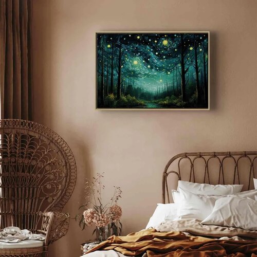  Slika - Starry night - a contemporary version of Van Gogh\'s night sky 60x40 U prirodnom drvenom okviru Cene