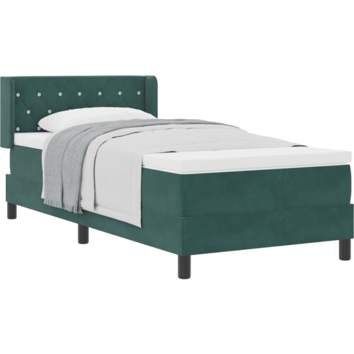 vidaXL Box Spring Postelja z Vzmetnico Temno Zelena 90x200 cm Žamet Cene