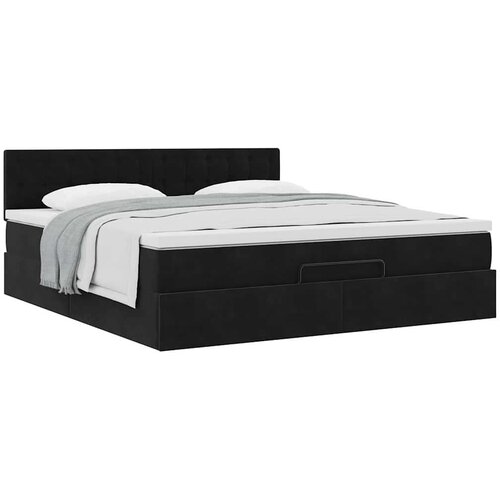 VidaXL otomanski krevet s madracem crni 180x200 cm bar&amp;scaron;unasti Slike