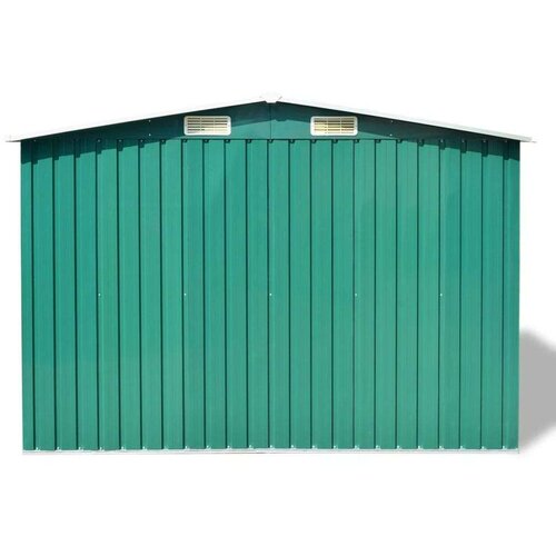 VidaXL Vrtna kućica za pohranu zelena metalna 257 x 205 x 178 cm Slike
