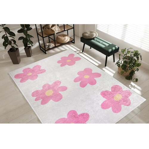 Vitaus Rožnata/slonoko&amp;scaron;čena pralna otro&amp;scaron;ka preproga 80x150 cm Cute Flowers Pink &amp;ndash; Slike