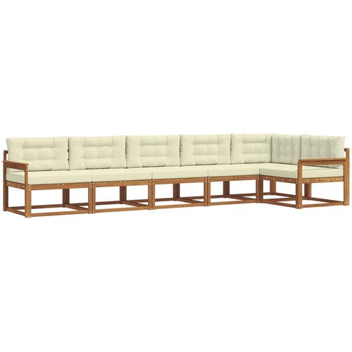 Set vanjskih sofa 6 kom. Prirodna i krem Smeđa 406 x 168,5 x 73 cm Slike