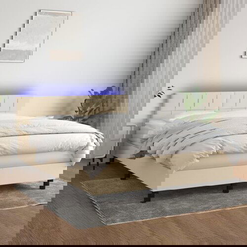  The Living Store Box spring postelja z vzmetnico LED krem 140x190 cm blago - Box Spring Postelja, (21450048) Slike