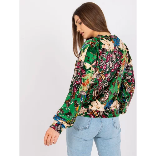 Fashion Hunters Green women's blouse with Ruby print
