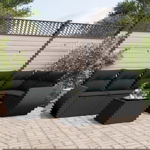 vidaXL 6-dijelni set vrtnih sofa s jastucima crni od poliratana Cijene