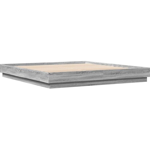  Okvir kreveta s LED svjetlima siva boja hrasta 200 x 200 cm Slike