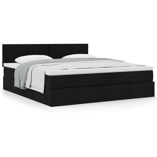 VidaXL Otomanski krevet s madracem crni 180x200cm od tkanine Slike