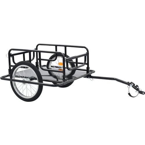 VidaXL Prikolica za bicikl 130 x 73 x 48,5 cm čelična crna Slike