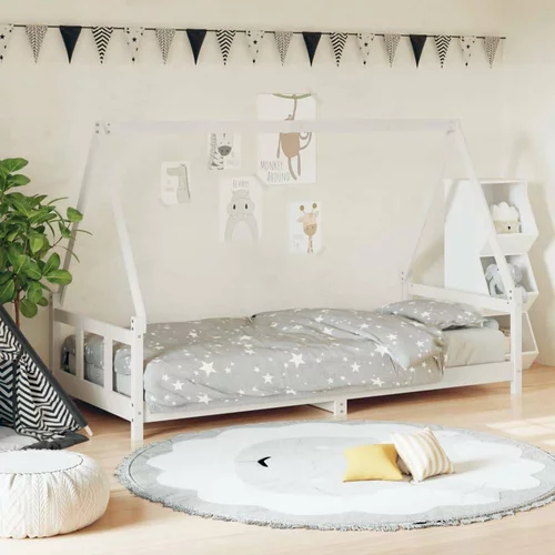  Otroški posteljni okvir bel 90x190 cm trdna borovina, (20787634)