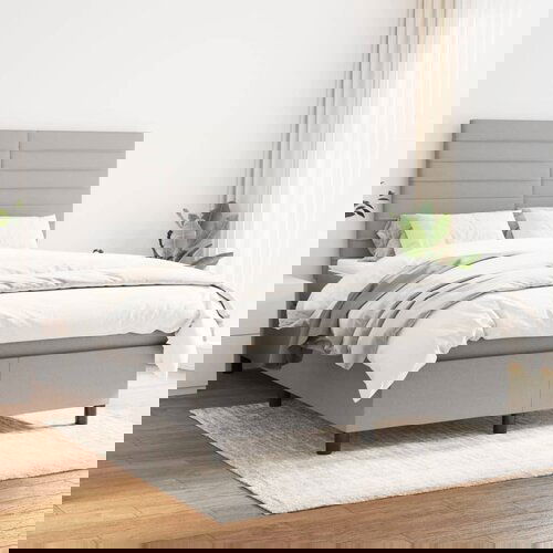 The Living Store Box spring posteljni z vzmetnico svetlo siv 140x190 cm blago - Box Spring Postelja, (21516709) Slike
